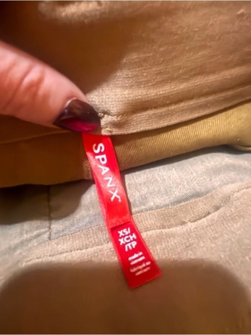 Spanx XS Khaki Stretch High Rise Seam Detail Pants Slim Straight - Picture 3 of 3